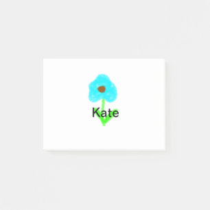 Blue green watercolor add your name text custom post-it notes
