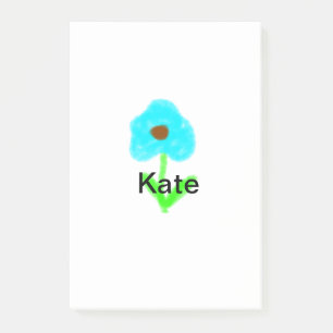 Blue green watercolor add your name text custom post-it notes