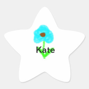 Blue green watercolor add your name text custom  star sticker