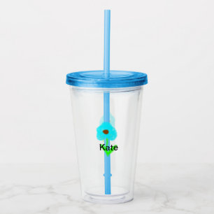 Blue green watercolor add your name text custom t acrylic tumbler
