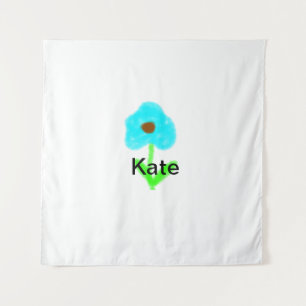 Blue green watercolor add your name text custom tapestry