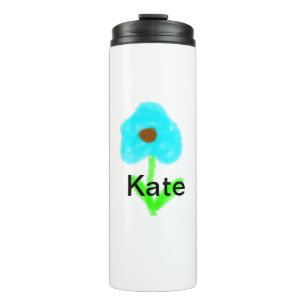 Blue green watercolor add your name text custom thermal tumbler