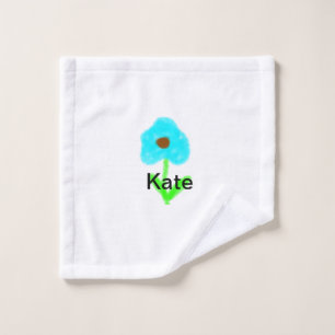 Blue green watercolor add your name text custom wash cloth