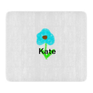 Blue green watercolor add your name text cutting board