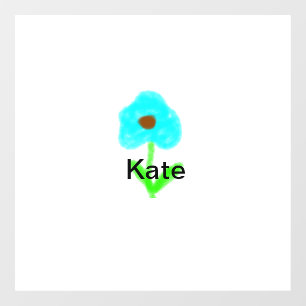 Blue green watercolor add your name text window cling