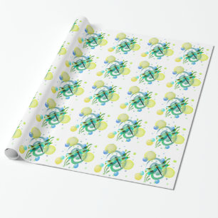 Blue Green Watercolor Dragonfly Wrapping Paper