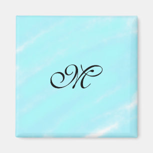 Blue green watercolor monogram add letter pastel magnet