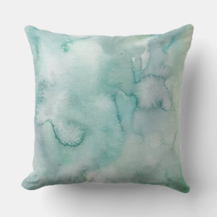 Blue Green Watercolor Pillow Coastal Decor
