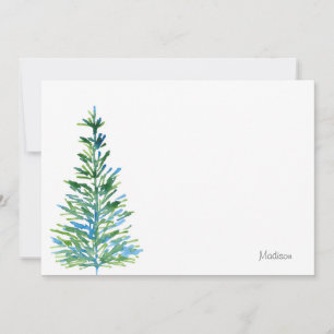 Blue Green Watercolor Pine Tree Card