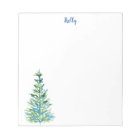 Blue Green Watercolor Pine Tree