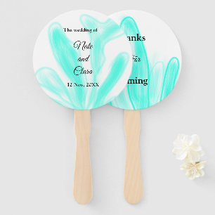 Blue green watercolor sea weed custom wedding  hand fan
