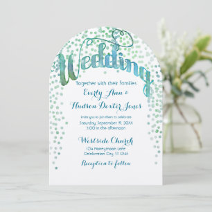 Blue Green Watercolor Typography Wedding Invitation