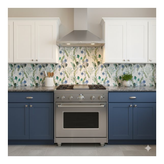 Blue Green Watercolor Wildflower Ceramic Tile (Creator Uploaded)