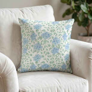 Blue Green Watercolor Wildflower Cushion
