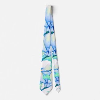 Blue Green Watercolour Magnolia Branch Botanical Tie