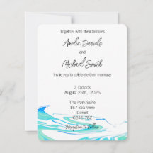 Blue & Green Wave Wedding Invitation