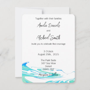 Blue & Green Wave Wedding Invitation