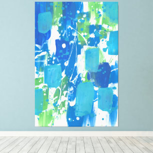 Blue Green White Abstract  Canvas Print