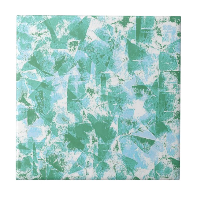 Blue Green White Abstract Tile (Front)