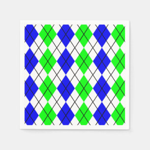 Blue Green White Argyle Diamond Design Napkin