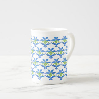 Blue Green White Art Nouveau Pattern China Mug