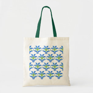 Blue Green White Art Nouveau Pattern Tote Bag