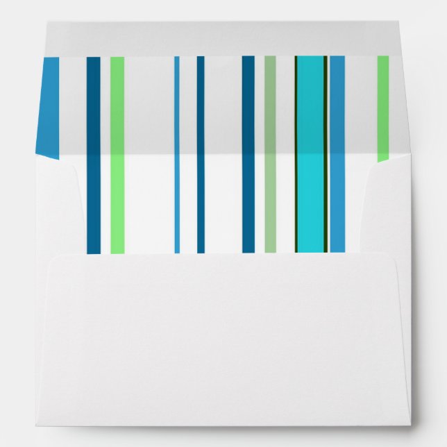 Blue green white Beach Stripes Envelope (Back (Bottom))