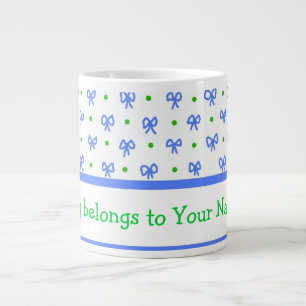 Blue/Green/White Bows Mini-print Jumbo Mug