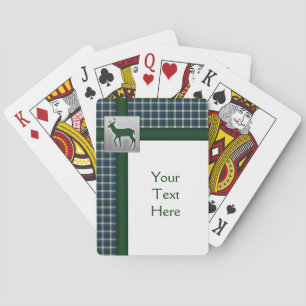 Blue, Green, White Plaid with Deer Playing Cards