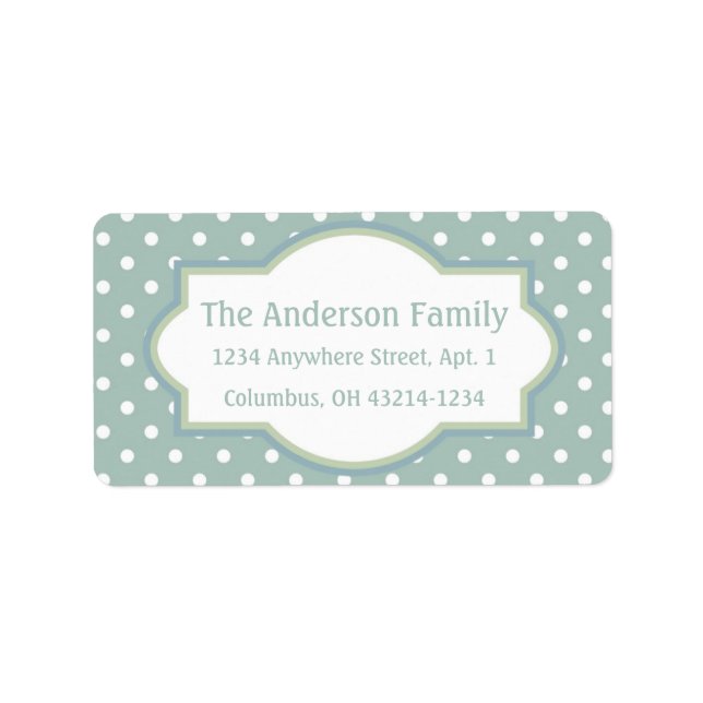Blue Green & White Polka Dot Return Address Labels (Front)