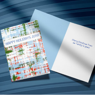 Blue Green White Red Abstract Expressionism Holiday Card
