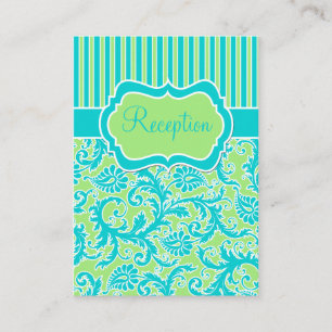 Blue Green White Stripe Damask Enclosure Card