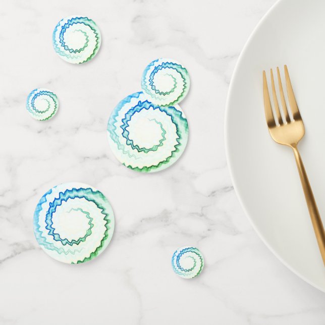 Blue Green white swirl tie dye funky party Confetti (Group)