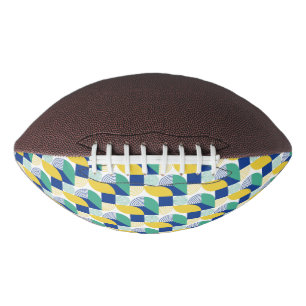 Blue Green Yellow Abstract Geometric Pattern American Football
