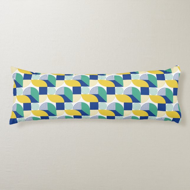Blue Green Yellow Abstract Geometric Pattern Body Cushion (Front)