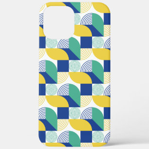 Blue Green Yellow Abstract Geometric Pattern iPhone 12 Pro Max Case