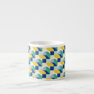 Blue Green Yellow Abstract Geometric Pattern Espresso Cup