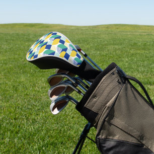 Blue Green Yellow Abstract Geometric Pattern Golf Head Cover