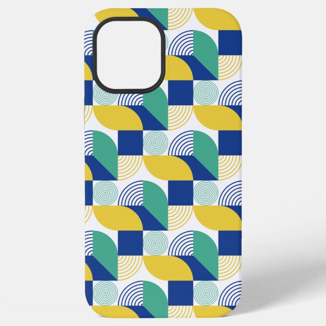 Blue Green Yellow Abstract Geometric Pattern iPhone Case (Back)