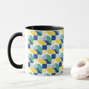 Blue Green Yellow Abstract Geometric Pattern Mug