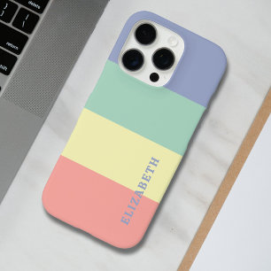 Blue, Green Yellow and Coral Pink Stripes Pattern iPhone 16 Pro Case