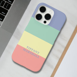 Blue, Green Yellow and Coral Pink Stripes Pattern  iPhone 16 Pro Case