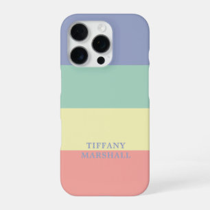 Blue, Green Yellow and Coral Pink Stripes Pattern iPhone 16 Pro Case