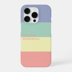 Blue, Green Yellow and Coral Pink Stripes Pattern iPhone 16 Pro Case