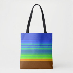 Blue Green Yellow Brown Stripes Tote Bag