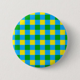 Blue Green Yellow Check Plaid Pattern Design 6 Cm Round Badge