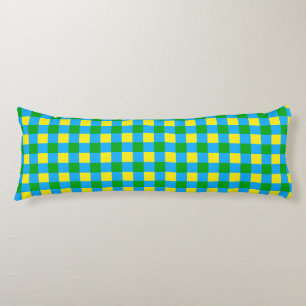 Blue Green Yellow Check Plaid Pattern Design Body Cushion
