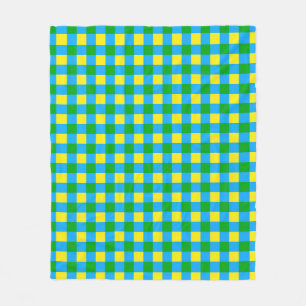 Blue Green Yellow Check Plaid Pattern Design Fleece Blanket