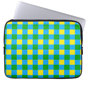 Blue Green Yellow Check Plaid Pattern Design  Laptop Sleeve