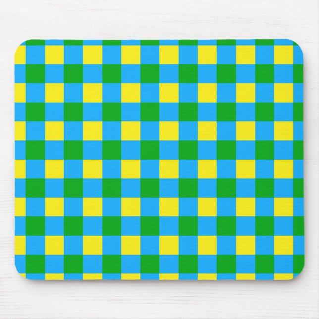 Blue Green Yellow Check Plaid Pattern Design  Mouse Mat (Front)